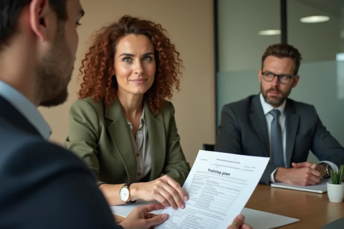 Entretien entre un salarié en CDI et un responsable RH pour financer une formation professionnelle en entreprise